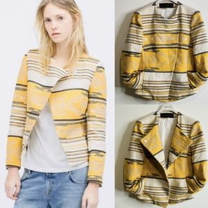 Zara Tribal Aztec Jacquard Blazer Jacket - Spring Southwestern Moto